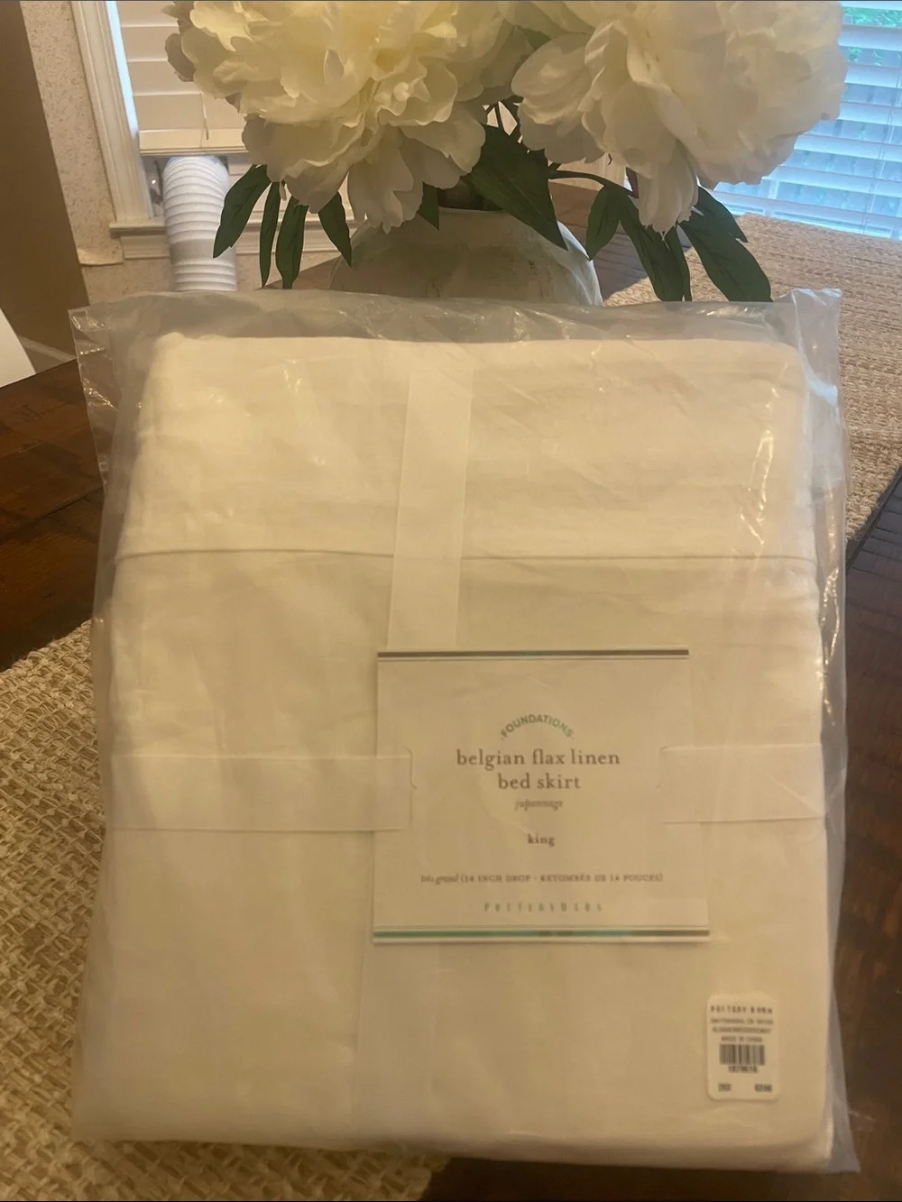 Pottery Barn Belgian Flax Linen Bed Skirt - White